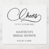 Eenvoudige Elegante Script Bruidsfeest  Sparkling Wijnetiket (Enkel label)