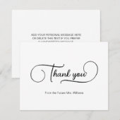 Eenvoudige Elegante Script Bruidsmeisjesfeest Bedankkaart (Voorkant / Achterkant)