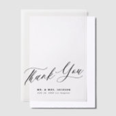 Eenvoudige elegante script bruiloft dank u overlay vellum uitnodigingen (Offset)