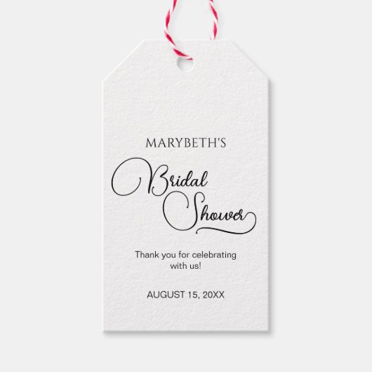 Eenvoudige Elegante Script Bruiloft Feest Cadeaulabel (Voorkant)