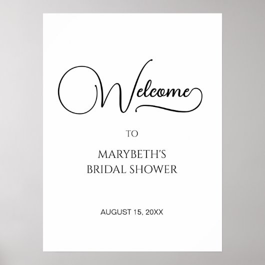 Eenvoudige Elegante Script Bruiloft Feest Welkomst Poster (Voorkant)
