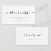 Eenvoudige elegante script bruiloft website Insert Plaatskaartje (Voorkant / Achterkant)