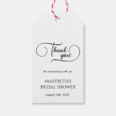 Eenvoudige Elegante Script Bruiloftsdankjeshouding Cadeaulabel (Voorkant)