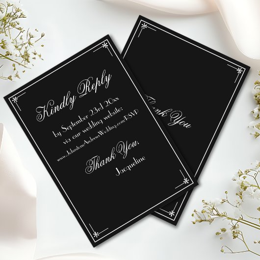 Eenvoudige elegante script chique bruiloft website informatiekaartje