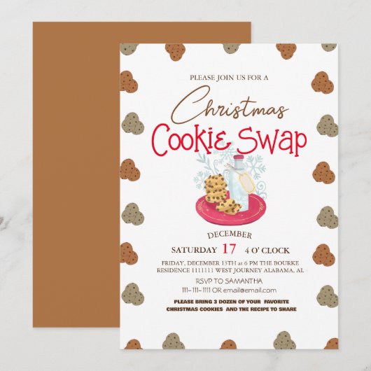 Eenvoudige Elegante Script Cookie ruil Kerstfeest  Kaart (Voorkant / Achterkant)