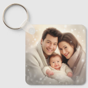 Eenvoudige Elegante Script Couple Photo Sleutelhan Sleutelhanger