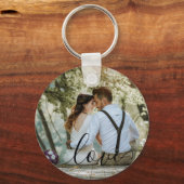 Eenvoudige Elegante Script Couple Photo Sleutelhan Sleutelhanger (Achterkant)