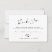 Eenvoudige elegante script foto bericht baby bedankkaart (Voorkant)