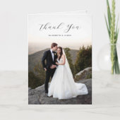 Eenvoudige Elegante Script Foto Bruiloft Dank u Ka Bedankkaart (Voorkant)