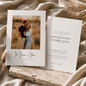 Eenvoudige Elegante Script Foto Budget Bruiloft Kaart