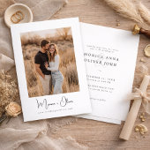 Eenvoudige Elegante Script Foto Budget Bruiloft Kaart