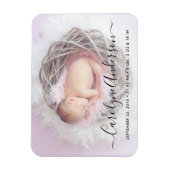 Eenvoudige Elegante Script Foto Geboorte Aankondig Magneet (Verticaal)