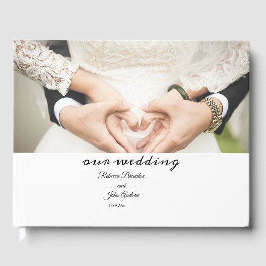 Eenvoudige Elegante Script Foto Kalligrafie Bruilo Gastenboek (Voorkant)