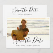 Eenvoudige Elegante Script Foto Save The Date (Voorkant / Achterkant)