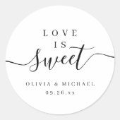 Eenvoudige elegante script liefde is zoete bruilof ronde sticker (Voorkant)
