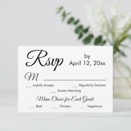 Eenvoudige Elegante Script Menu Keuze Bruiloft RSV (Staand voorkant)