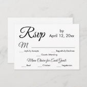 Eenvoudige Elegante Script Menu Keuze Bruiloft RSV (Voorkant / Achterkant)