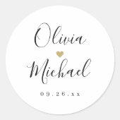 Eenvoudige elegante script paar namen bruiloft ronde sticker (Voorkant)