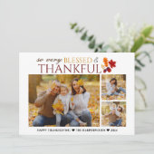 Eenvoudige Elegante Script Thanksgiving familie 3  Feestdagenkaart (Staand voorkant)