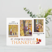 Eenvoudige Elegante Script Thanksgiving familie 3 Feestdagenkaart (Staand voorkant)