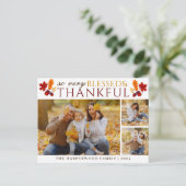 Eenvoudige Elegante Script Thanksgiving familie 3  Feestdagenkaart (Staand voorkant)