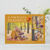 Eenvoudige Elegante Script Thanksgiving familie 3 Feestdagenkaart (Staand voorkant)