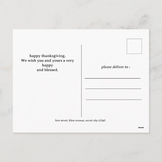 Eenvoudige Elegante Script Thanksgiving familie 3  Feestdagenkaart (Achterkant)