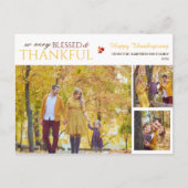 Eenvoudige Elegante Script Thanksgiving familie 3  Feestdagenkaart (Voorkant)