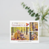 Eenvoudige Elegante Script Thanksgiving familie 3  Feestdagenkaart (Staand voorkant)