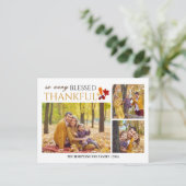 Eenvoudige Elegante Script Thanksgiving familie 3  Feestdagenkaart (Staand voorkant)