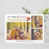 Eenvoudige Elegante Script Thanksgiving familie 3  Feestdagenkaart (Staand voorkant)