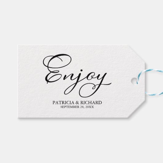 Eenvoudige Elegante Script Trouwgunstlabels Cadeaulabel (Voorkant (Horizontaal))