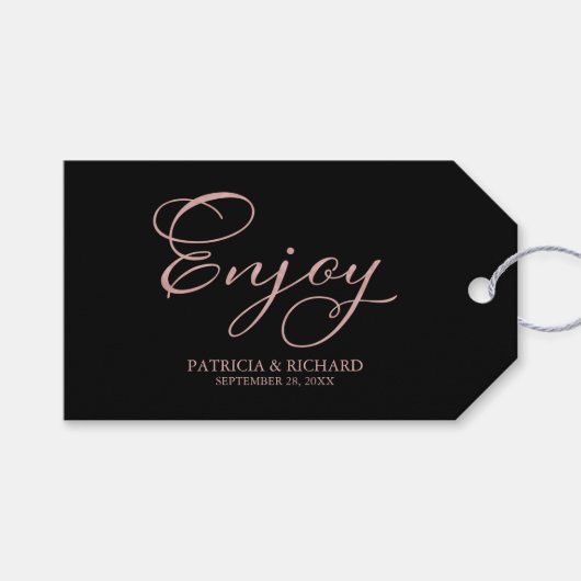 Eenvoudige Elegante Script Trouwgunstlabels Cadeaulabel (Voorkant (Horizontaal))