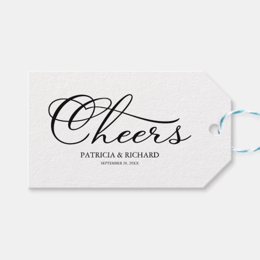 Eenvoudige Elegante Script Wijnfleslabels met Chee Cadeaulabel (Voorkant (Horizontaal))