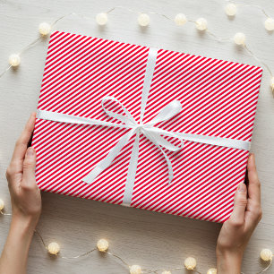 Eenvoudige elegante smalle gestreepte patroon rood cadeaupapier