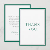 Eenvoudige elegante smaragdgroene bedankkaart (Voorkant / Achterkant)
