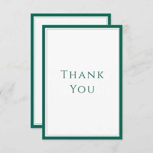 Eenvoudige elegante smaragdgroene bedankkaart (Voorkant / Achterkant)
