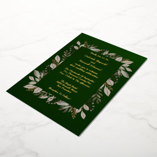 Eenvoudige Elegante Smaragdgroene en Gouden Bruilo Folie Uitnodiging