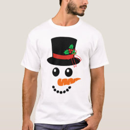 Eenvoudige Elegante Sneeuwman Kerstfamilie T-shirt