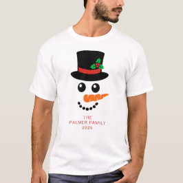 Eenvoudige Elegante Sneeuwman Kerstfamilie T-shirt
