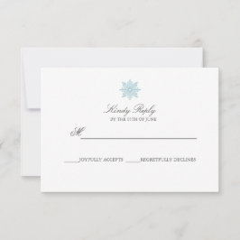 Eenvoudige Elegante Sneeuwvlok Lichtblauwe bruilof RSVP Kaartje