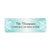 Eenvoudige elegante sneeuwvlokken Blauwgroen verlo Etiket (Voorkant)