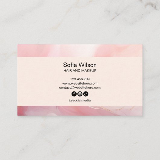 Eenvoudige Elegante Social Media Blush Roze QR Cod Visitekaartje (Achterkant)