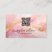 Eenvoudige Elegante Social Media Blush Roze QR Cod Visitekaartje (Voorkant)