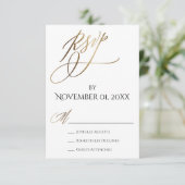 Eenvoudige, elegante, soepele Gold-typografie RSVP Kaartje (Staand voorkant)