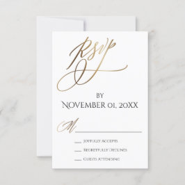 Eenvoudige, elegante, soepele Gold-typografie RSVP Kaartje