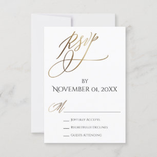 Eenvoudige, elegante, soepele Gold-typografie RSVP Kaartje