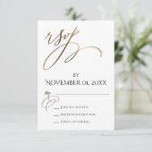Eenvoudige, elegante, soepele Gold-typografie RSVP Kaartje (Staand voorkant)