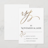 Eenvoudige, elegante, soepele Gold-typografie RSVP Kaartje (Voorkant / Achterkant)