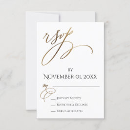 Eenvoudige, elegante, soepele Gold-typografie RSVP Kaartje